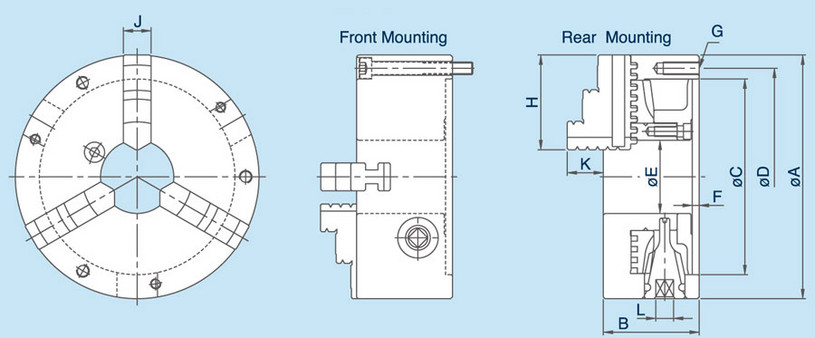 SC - 3-Jaw Scroll Chuck Specifications