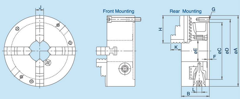 PS - 4-Jaw Scroll Chuck Specification