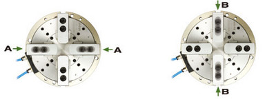 MA - 2 Actuating Axes Self-Centering Solid Air Chuck - Operational Example